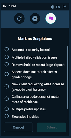 Marking a call as suspicious